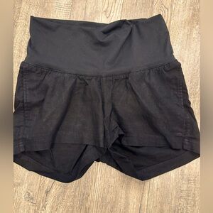 Maternity black linen shorts